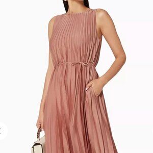 Venice Vintage Rose Chevron-Pleated Midi Dress Size S
